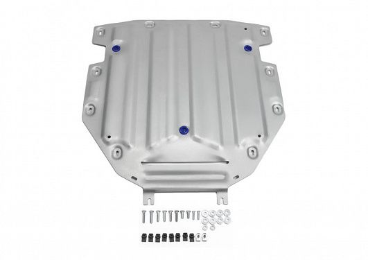 Алюминиевая защита КПП Rival на Volkswagen Touareg 2018- 3.0TDI (249л.с.) R-Line; полный привод; кроме а/м с системой активной стабилизации (толщина 4 мм)