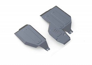 Алюминиевая защита топливного бака + редуктора Rival на Mitsubishi Outlander 2015-2018 2.0; 2.4; полный привод (толщина 4 мм)