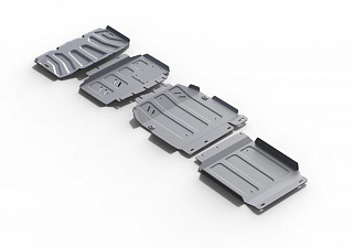 Комплект защит радиатор + картер + КПП + раздаточная коробка Rival на Mercedes-Benz X-Class 2018- 2.3TD; полный привод (толщина 6 мм)