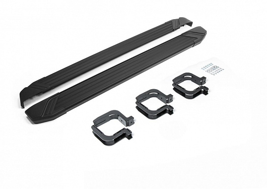 Порог-площадка Rival Black для Mitsubishi Pajero Sport 2008-2013-2016