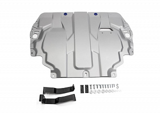 Алюминиевая защита картера + КПП Rival на Volkswagen Jetta 2010- 1.4; 1.6; (толщина 4 мм)