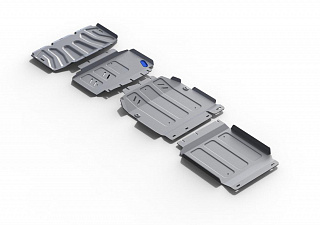 Комплект защит радиатор + картер + КПП + раздаточная коробка Rival на Mercedes-Benz X-Class 2018- 2.3TD; полный привод (толщина 4 мм)