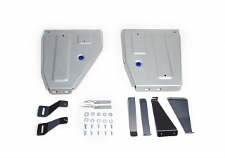 Алюминиевая защита топливного бака Rival на Volkswagen Tiguan 2016- 1.4 (150л.с.); 2.0d (150л.с.); 2.0 (180л.с.); 2.0 (220л.с.)/Tiguan SportLine, V - 2.0 (220л.с.); полный привод; 2 Части (толщина 4 мм)