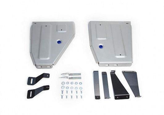 Алюминиевая защита топливного бака Rival на Volkswagen Tiguan 2016- 1.4 (150л.с.); 2.0d (150л.с.); 2.0 (180л.с.); 2.0 (220л.с.)/Tiguan SportLine, V - 2.0 (220л.с.); полный привод; 2 Части (толщина 4 мм)