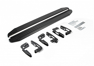 Порог-площадка Rival Premium-Black для Mitsubishi Pajero IV 2006-2011-2014-